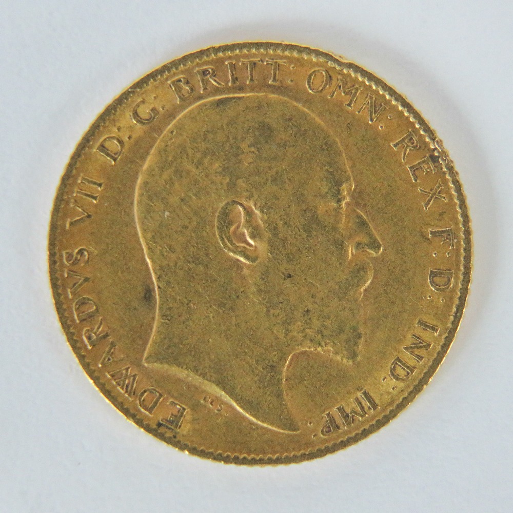 A 22ct gold half sovereign, Edward VII 1909,