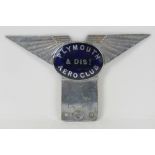 Plymouth & District Aero Club - A pre-war members' car badge c1930s;