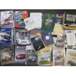 A collection of motor racing and classic car brochures and race programmes, etc, two boxes.