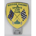 BRSCC - An early post-war member's club Car Badge c1950s;