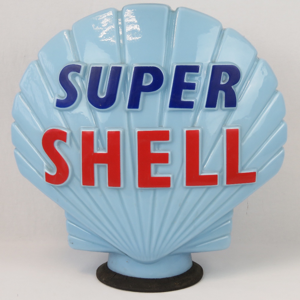 A vintage original glass advertising petrol pump globe for Super Shell, - Image 3 of 3