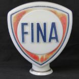 A vintage original glass advertising petrol pump globe for Fina, made by 'Stevens and (?) Ltd',