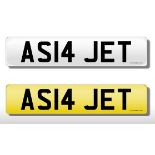 Registration Plate 'AS14 JET' on retention. Reduced buyers premium 12.5% + VAT. SIA.