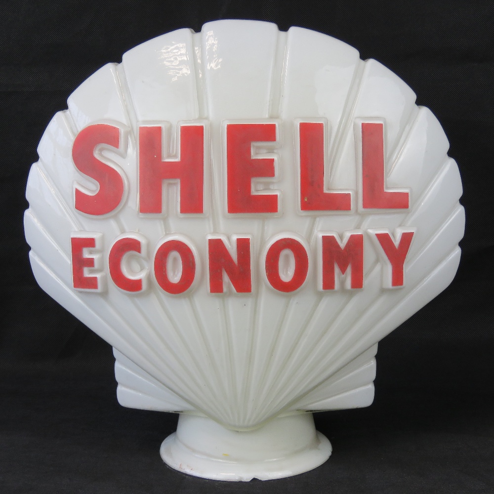 A vintage original glass advertising petrol pump globe for Shell Economy, - Image 3 of 3