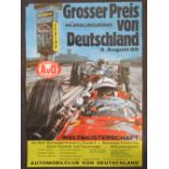 A full size original German Grand Prix poster from August 3rd 1969 (in German).