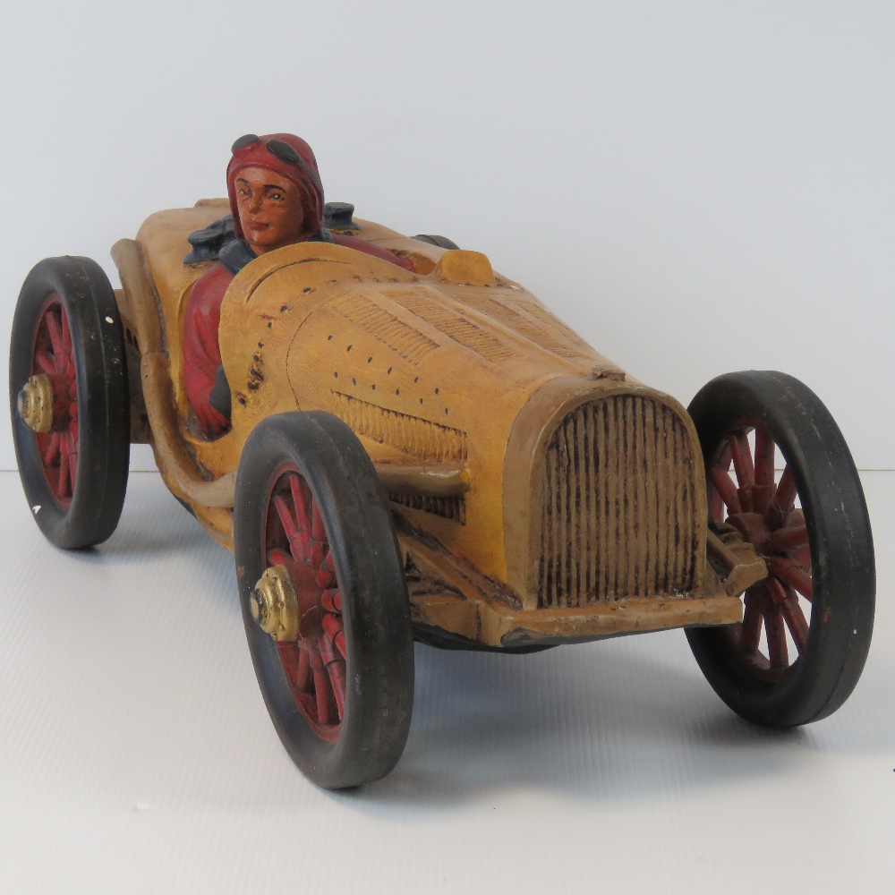 A contemporary decorative model of a vintage racing car with driver, 55cm. - Image 3 of 3