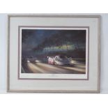 A coloured signed limited print of 'Nightfall' at Le Mans, 31st May/1st June 1986,