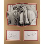 Display signed by "The Likely Lads" Rodney Bewes and James Bolam, 29cm x 34cm. SIA.