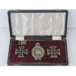 A WWI German Panzer Award Set in case wi