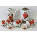 A c1960s J & G Meakin 'Poppy' coffee set