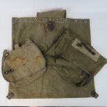 WWII German military equipment; Army bread bag, Army Officers bag, and Army kit bag. Three items.
