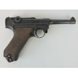 A deactivated (EU Spec) WWI German Luger semi automatic pistol, 4" barrel, 9mm Cal, Serial No 1284.