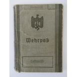 A WWII German Luftwaffe Wehrpass issued 6th June 1936; based in Northern France,