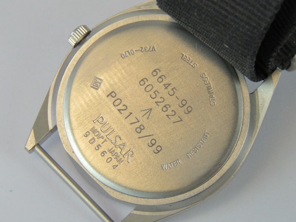 A Pulsar military wristwatch, stainless steel with black dial and luminous hands, - Image 2 of 2