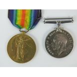 A WWI medal pair; Great War for Civilisation 1914-19 with ribbon and 1914-1918 medal without ribbon,
