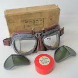 WWII RAF a pair of Boxed MkVIII pattern goggles c1941; Stores ref.