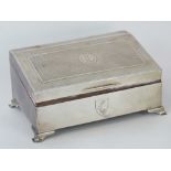 A white metal cigarette box with monogrammed initials and crest for Hermann Goring,