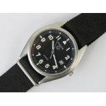 A Pulsar military wristwatch, stainless steel with black dial and luminous hands,