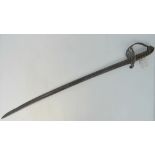 A rare Victorian 1830 pattern Sergeants sword with folding hilt, VR cypher, brass grip, blade 70cm.