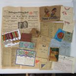 A WWII medal and ephemera group for Albert Leonard Burden comprising; medal bar with War medal,