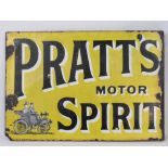 An original double sided enamelled Pratt's Motor Spirit advertising sign, yellow ground,