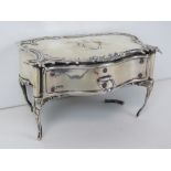 A delightful HM silver jewellery casket in the form of a dressing table,