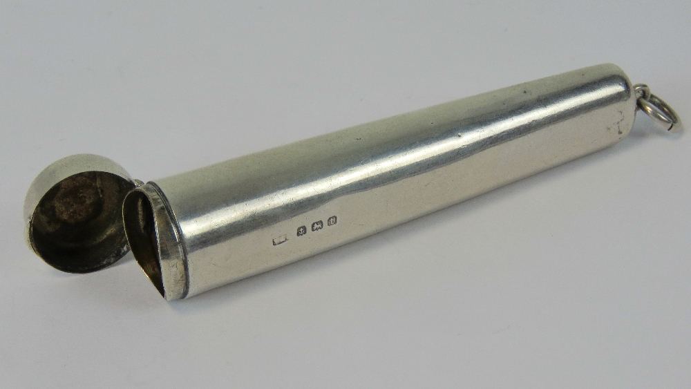 A HM silver chatelaine cheroot holder complete with hinged lid, hallmarked Birmingham 1918, 9. - Image 2 of 3