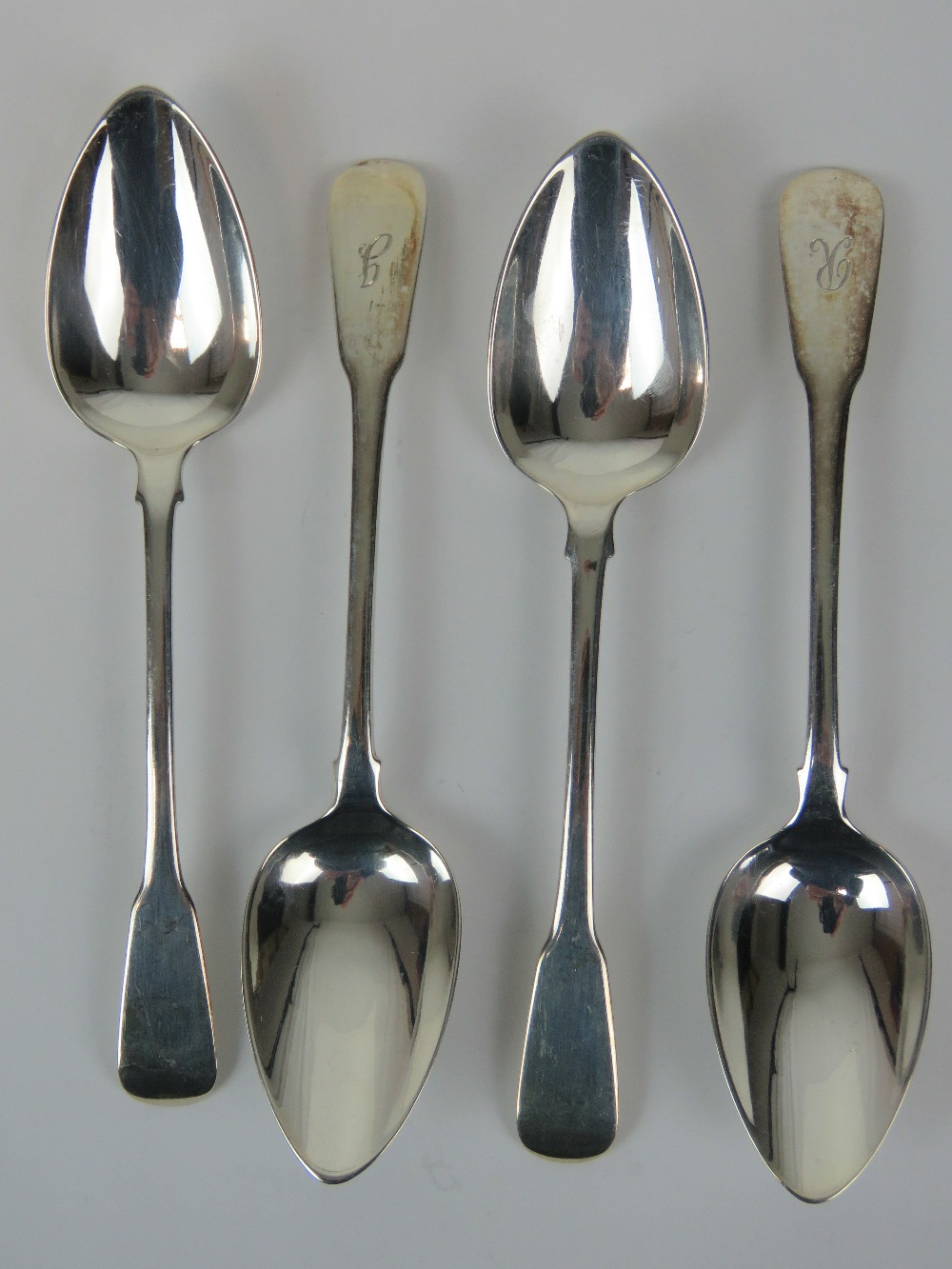 Four HM silver dessert spoons, London 1829, 4.21ozt.