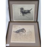 A pair of limited edition prints by G Vernon Stokes being 'Well-over' a black labrador retreiving a