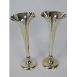 A pair of HM silver fluted rim bud vases, each hallmarked 1903, total weight 2.2ozt.