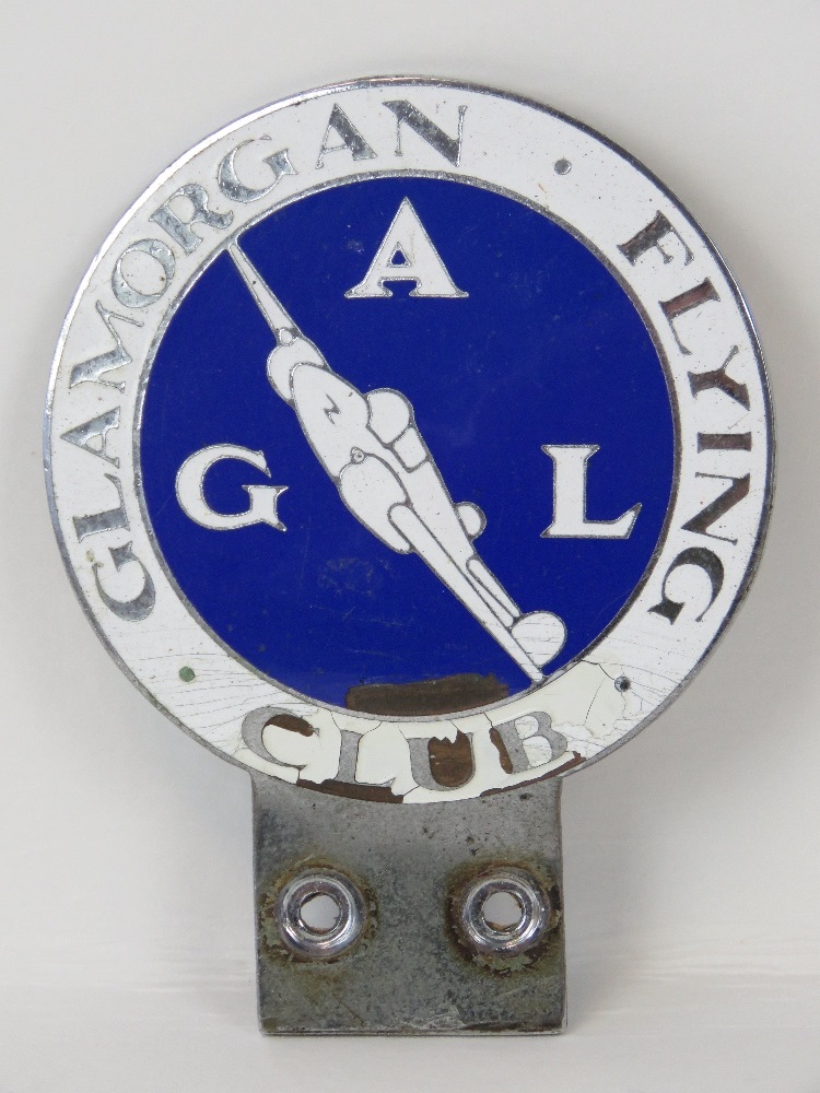 Glamorgan Flying Club - A rare pre- or early post-war members' car badge c1940s;