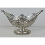 A HM silver footed bowl of pierced foliate design,