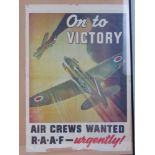 WWII RAAF "On to Victory" - A rare original exhortation poster c1943;