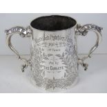 A HM silver twin handled trophy cup,