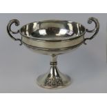 A HM silver twin handled pedestal bowl,