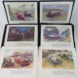 Six illustrative coloured motor racing p