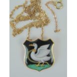 A 9ct gold enamelled pendant 'Buckingham