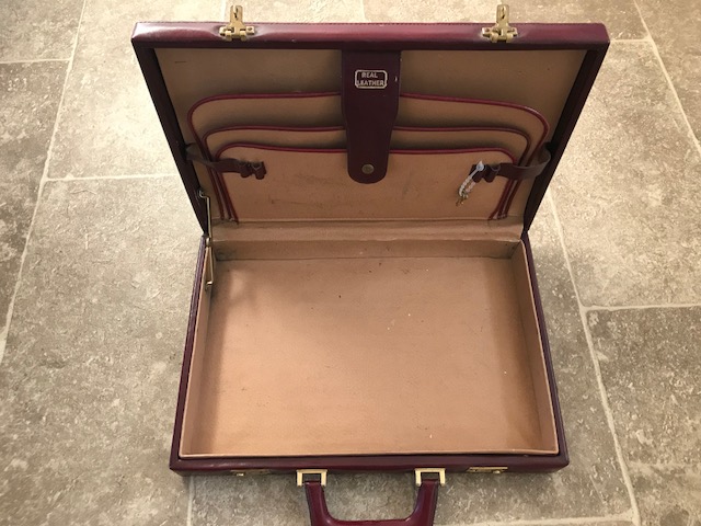 A fine burgundy leather brief case with - Image 2 of 2