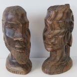 A pair of vintage African rosewood carve