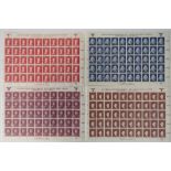 Four uncut sheets of WWII German stamps;