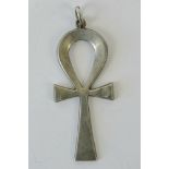 A large silver Ankh pendant with Arabic hallmark to back, 6.3cm in length including bale.