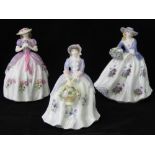 Three Royal Worcester figures of 'Sweet Violet', 'Sweet Anemone' and 'Sweet Pansy'.