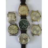 A Seiko Chronograph wristwatch with green dial and date aperture. Together with six watch heads.