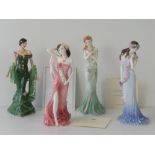 Four modern Coalport figures comprising Ruby, 23cm high, Jade, Emerald and Sapphire.