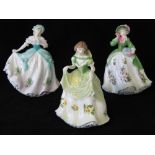 Three Royal Worcester figures of 'Sweet Snowdrop', 'Sweet Holly' and 'Sweet Primrose'.