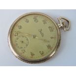 An Art Deco Zentra top winding pocket watch with presentation inscription dated 1930 and