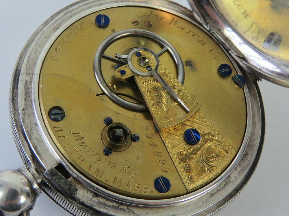 A silver American Watch Co Waltham key w - Image 3 of 3
