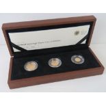 A 22ct gold three coin proof 2012 Sovereign set comprising Full Sovereign,