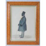 A profile silhouette watercolour of a Victorian gentleman in chimney hat,