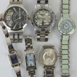 A ladies Swatch wristwatch together with an Accurist and four other wristwatches.